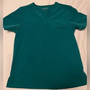 Mandala One pocket scrub top. hunter green